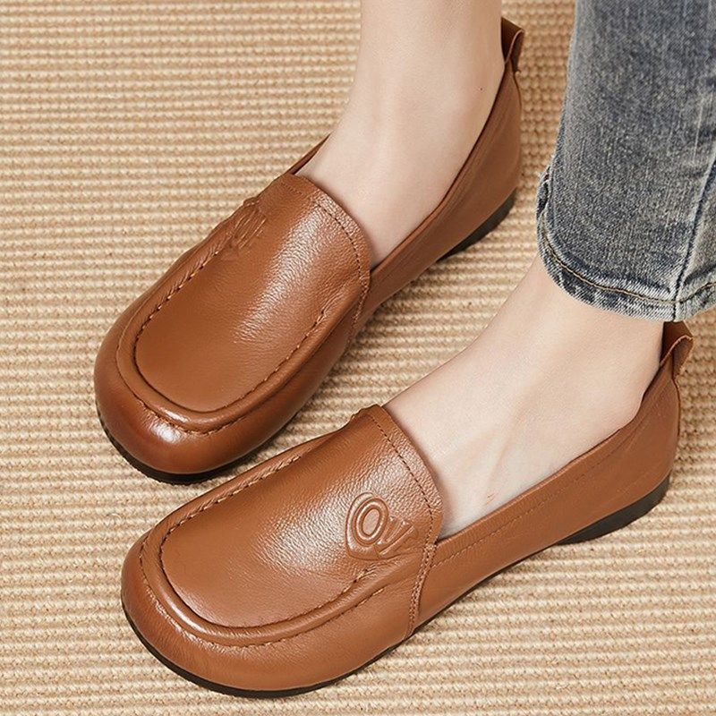 全牛皮宽脚肥脚胖脚妈妈鞋春秋款皮鞋低跟中老年女鞋软底真皮单鞋,女鞋,深口单鞋,淘宝优惠券,粉丝福利购,淘宝优惠卷