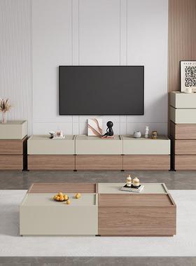 实木茶几客厅家用2024款轻奢积木组合电视柜收纳储物柜一体全实木