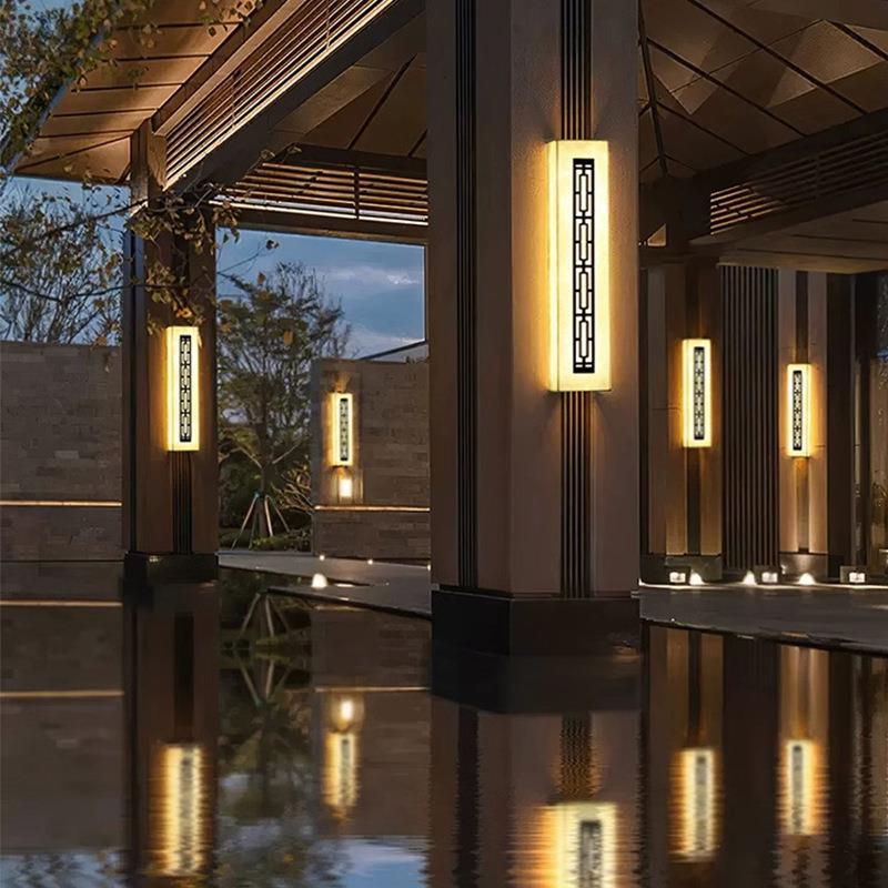 户外壁灯新中式别墅庭院门前外墙灯云石门柱大门口装饰墙led灯