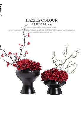 仿真新中式发财果喜庆红果售楼处洽谈桌前台摆件茶几玄关餐桌花艺