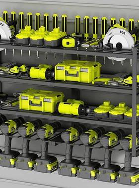 壁挂式多层重型工具置物架金属锤子钳子工具电钻收纳盒储存架