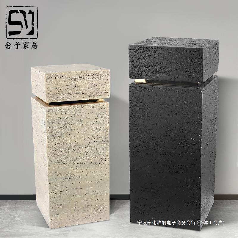 大理石基座雕塑摆台客厅电视柜旁落地玄关艺术展示台轻奢摆件底座