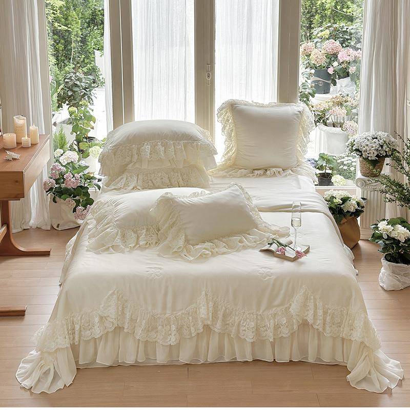 2024新款天丝法式浪漫蕾丝花边夏被四件套-小雏菊200x230cm夏被