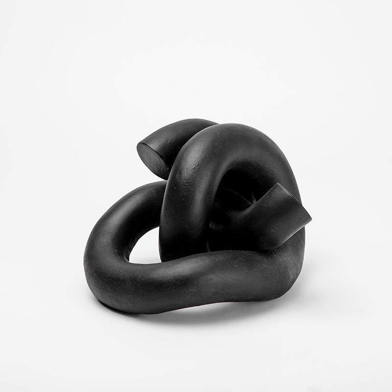 黑白色线条打结摆件创意抽象饰品家居书房装饰品摆件树脂工艺品
