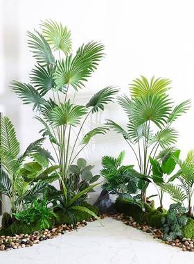 仿真散尾葵植物造景室内景观阳台造景仿生绿植楼梯下造景橱窗装饰