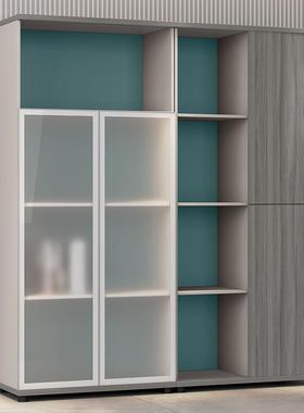 文件柜木质办公室落地书柜玻璃门现代简约组合柜资料档案柜子