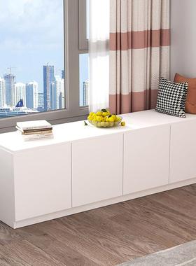 实木阳台柜子储物柜家用可坐阳台大容量地柜矮柜收纳置物柜军之军