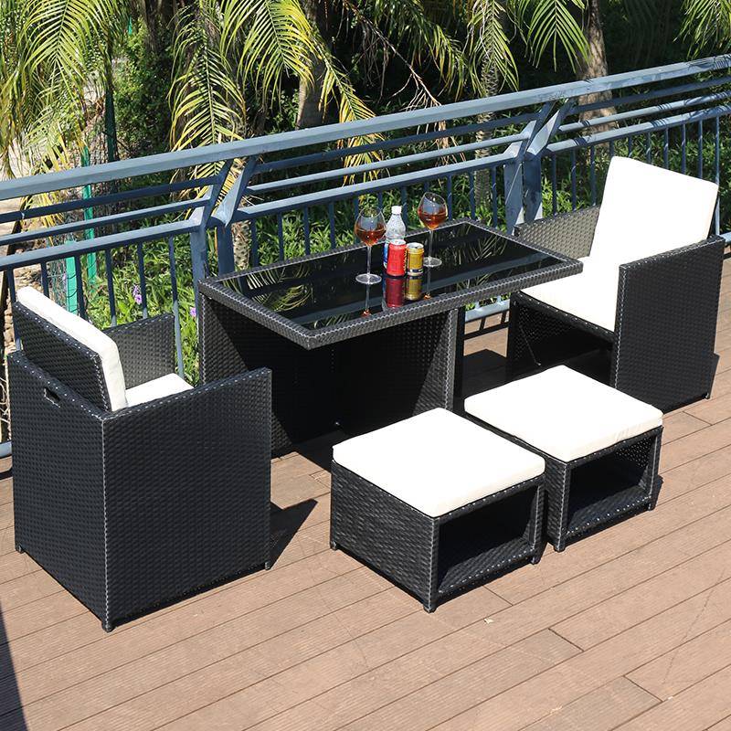 L7户外藤椅三件套组合花园庭院休闲小阳台桌椅室外家具藤编桌椅茶