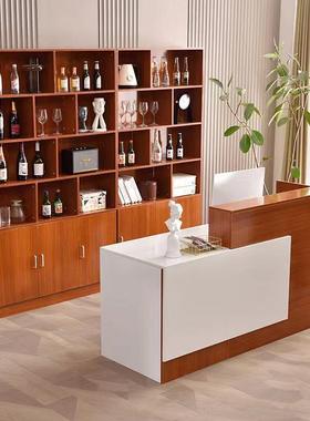 实木订制收银台前台接待简约现代店铺小型吧台柜饭店收银组