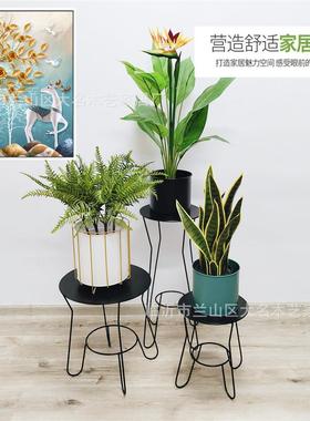 北欧风休闲桌小茶几简约黑色铁花架客厅阳台花几绿萝架落地架