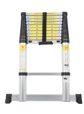 家用铝合金3.8米单面伸缩梯折叠升降便携户外防滑圆管竹节梯