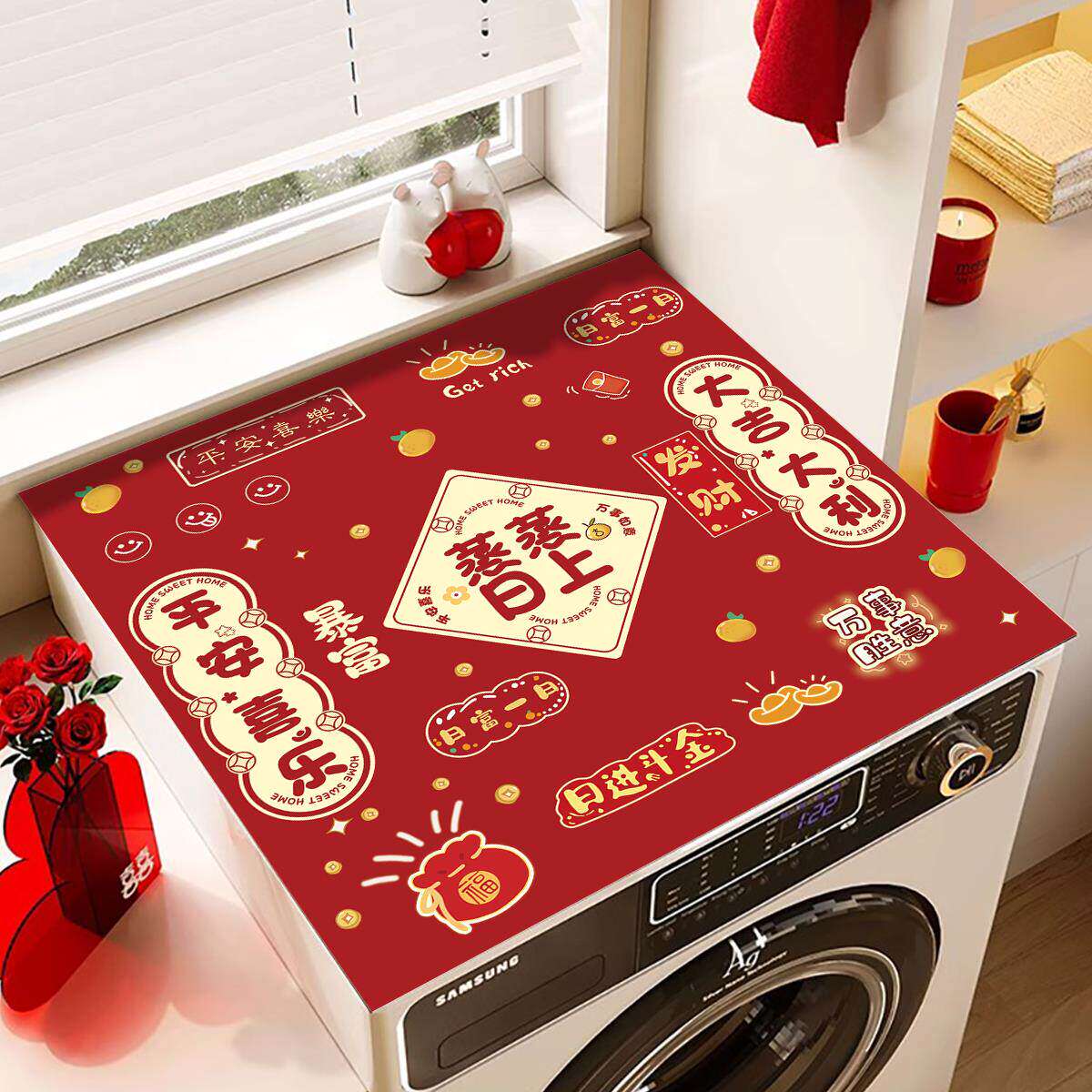 滚筒洗衣机盖垫冰箱盖布防尘防晒盖巾矽藻泥床头柜台面保护垫子