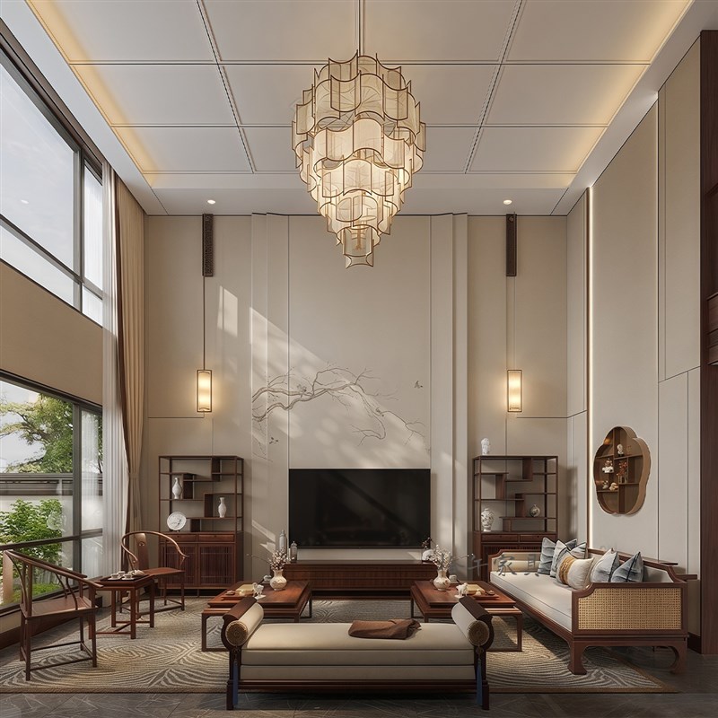 新中式实木沙发组合o现代简约客厅中古风禅意茶几组合别墅家具定