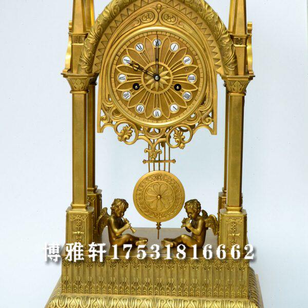 钟表 纯铜座钟 老式发条十五天台钟 仿古董欧式铸铜古钟 壁炉玄关