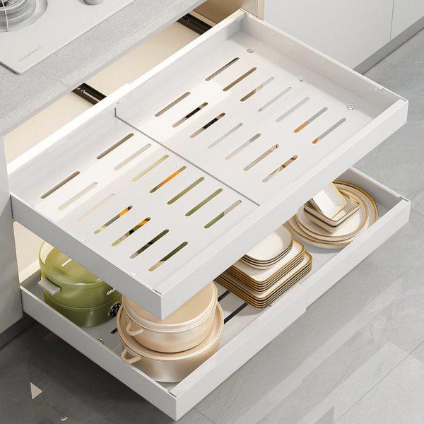 厨房橱柜可伸缩收纳篮筐调味收纳导轨可抽拉免打孔简易置物架,厨房/烹饪用具,果蔬置物架/篮/框,淘宝优惠券,粉丝福利购,淘宝优惠卷