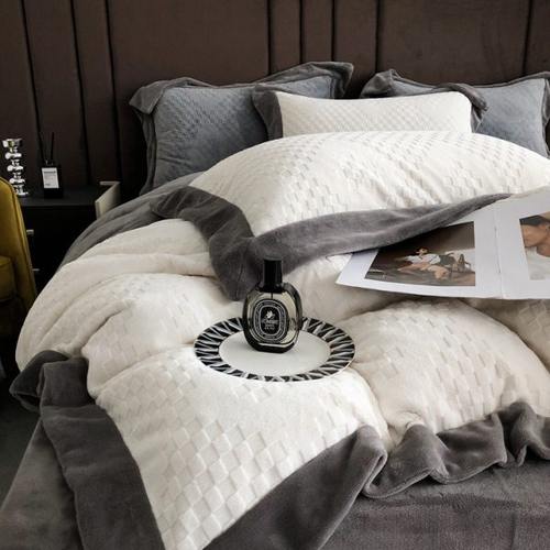 高端轻奢双面牛奶绒四件套冬季珊瑚绒加厚加绒法兰绒床单被套床品