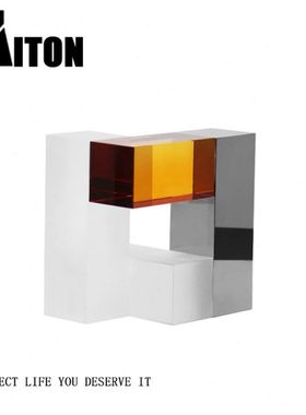 北欧简约现代立体黑白水晶创意解构摆件 书房样板间玄关软装饰品