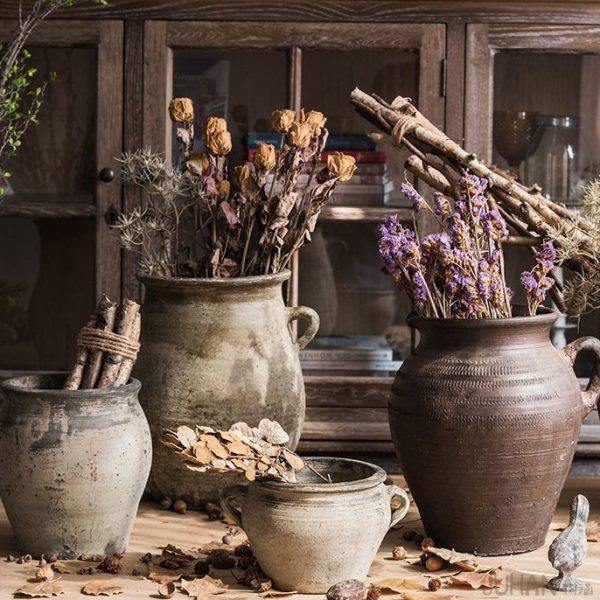 花盆复古艺术陶花陶盆粗陶做旧陶土插花手工古风陶瓷花盆镶嵌,家居饰品,花瓶,淘宝优惠券,粉丝福利购,淘宝优惠卷