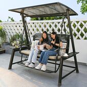 L字形秋千户外庭院别墅花园阳台双人吊椅铸铝室外家用休闲荡秋千