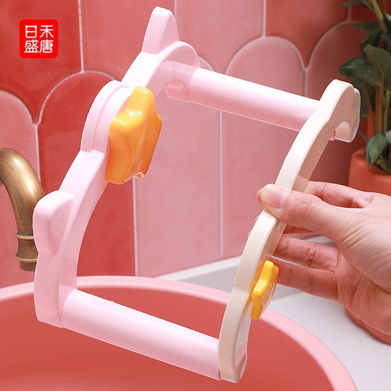 可折叠壁挂脸盆架卫n生间免打孔置物架浴室厕所洗澡脚盆收纳架神