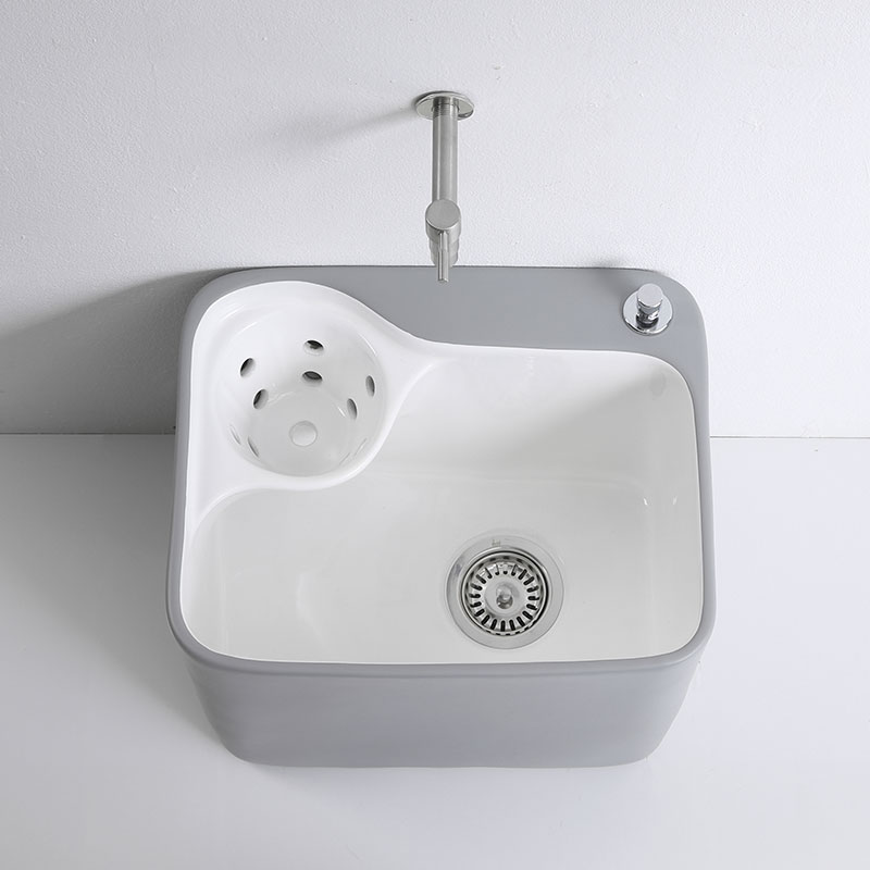 JOMOW灰色拖把池带沥水篮陶A瓷家用卫生间拖布池阳台墩布池地拖桶