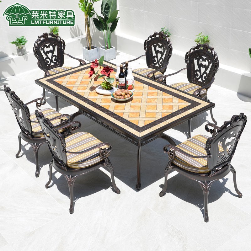 户外铸铝桌椅室外庭院阳台休闲桌椅组F合别墅花园露天电烤碳烤桌