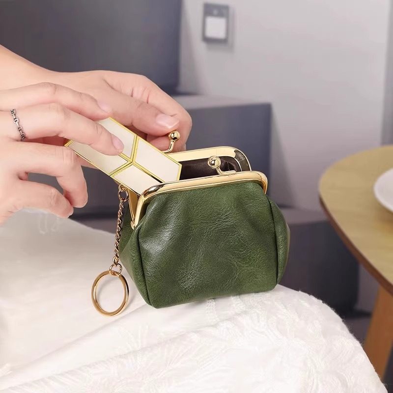 复古贝壳包时尚零钱包夹手拿包女士钱包搭扣百搭口红收纳包零钱包