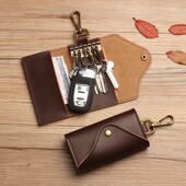 复古钥匙包男大容量多功能汽车钥匙扣高档简约腰挂皮质锁匙包女士