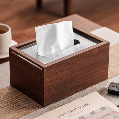 实木纸巾盒客厅轻奢高档桌面家用茶几多功O能饭店定制餐巾抽纸盒
