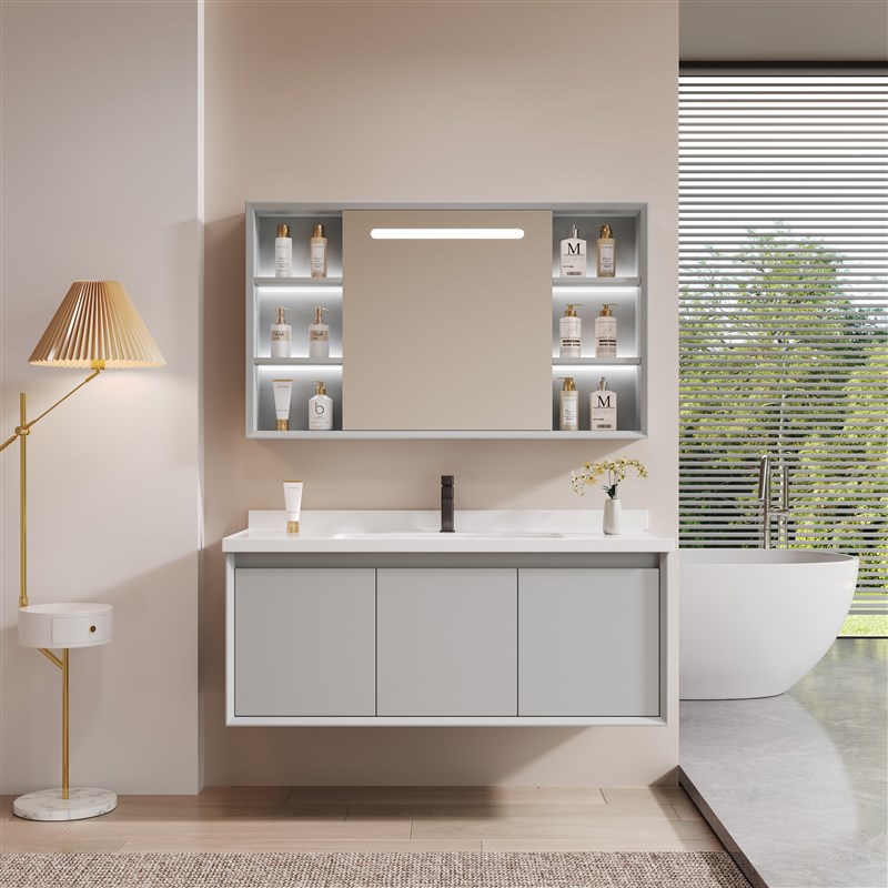 橡木烤漆浴室柜镜柜m化妆室挂墙陶瓷一体盆洗漱台洗脸洗手盆柜组