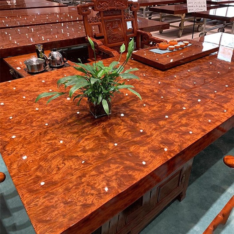 巴花实木大板 原木m茶桌会议桌整块办公桌新中式餐桌现货 原木大