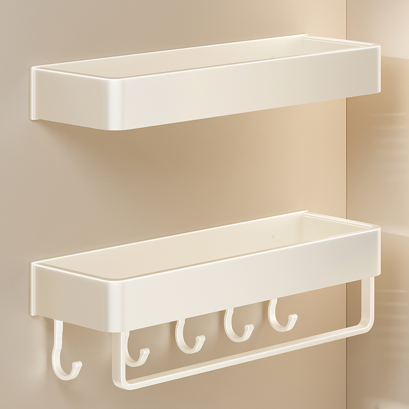 奶油风卫生间置物架浴室厕u所免打孔洗手洗澡间洗漱台壁挂收纳架