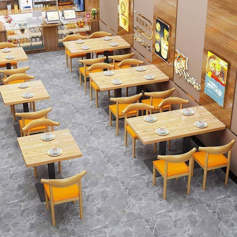 加厚快餐桌椅组合小吃面馆饭店一整套烧烤奶茶甜品桌椅