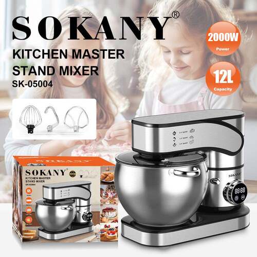 出口SOKANY05004揉面机家用12L厨师机全自动LED打蛋和面机搅拌机