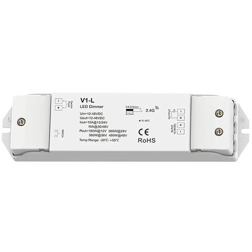 3秒渐变Push+RF2.4GHz LED恒压控制器 15A12/24V 10A36/48V V1-L