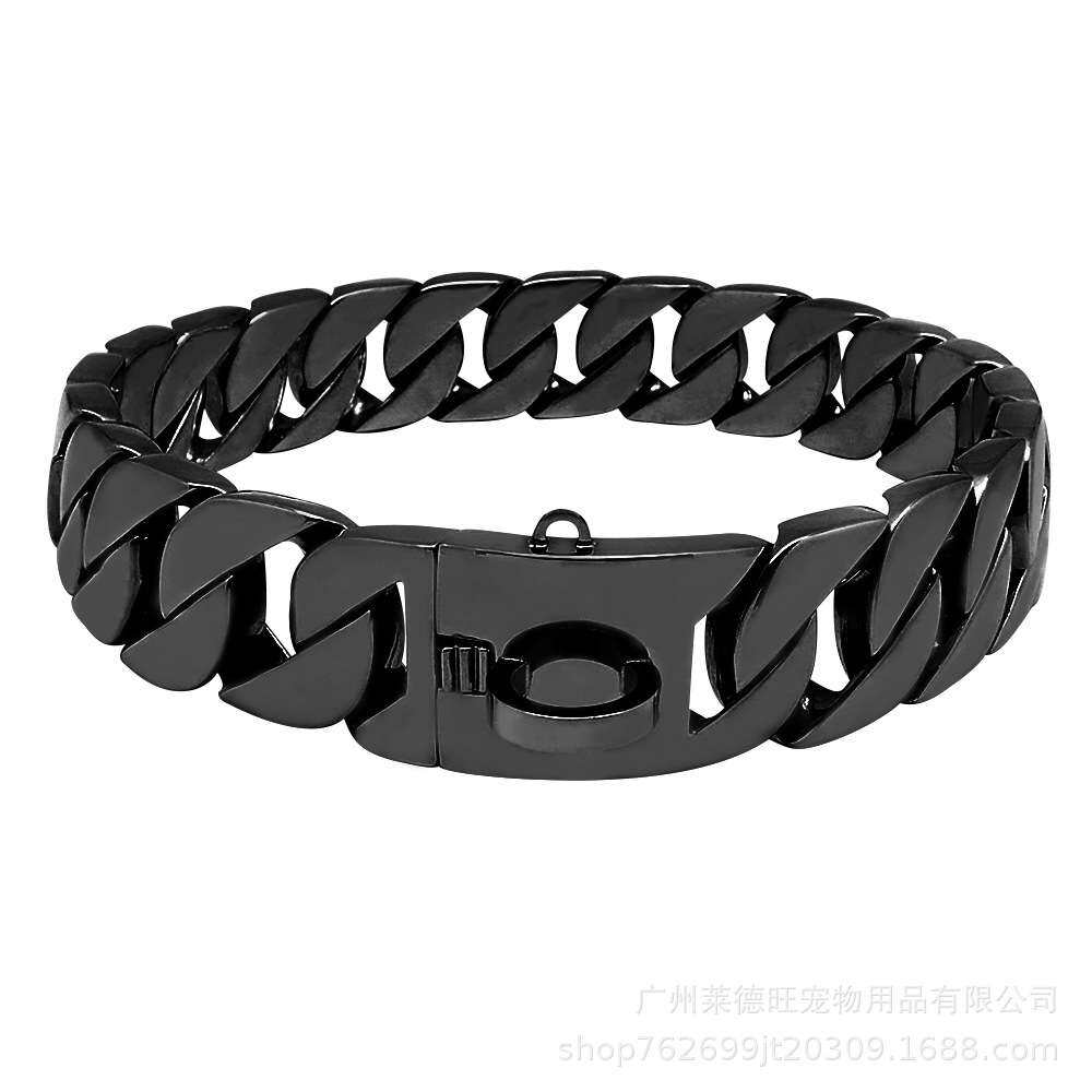 现货不锈钢铸造金色狗项圈32mm加粗狗链恶霸法斗大型犬钛钢狗项圈