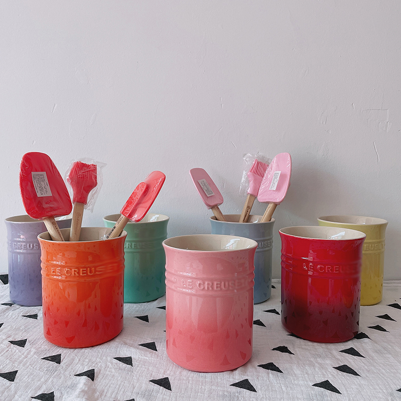 法国le同款高温瓷渐变彩色厨房工具桶G储物罐锅铲座可做花瓶收纳