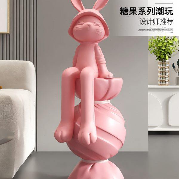 奶油风大型兔子落地摆件客厅电视柜沙发旁灯轻奢高档乔迁新居礼物,家居饰品,落地摆件,淘宝优惠券,粉丝福利购,淘宝优惠卷