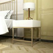 北欧现代简约金色铁艺边几金属床边柜卧室收纳柜白色烤漆床头柜