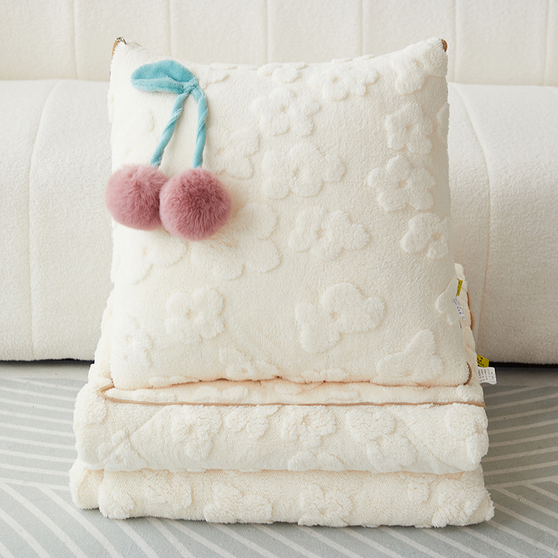 双面塔芙a绒加厚保暖抱枕被子两用办公室午休二合一汽车上靠枕摺