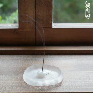 线有时琉璃香托香器·线香底座·磨砂冰白色·香插香薰底座便携