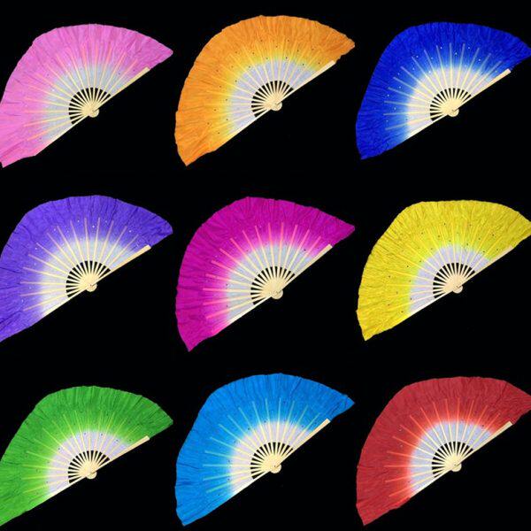 真丝舞蹈扇子双面胶州扇儿童秧歌8寸跳舞幼儿园小学生表演跳舞扇