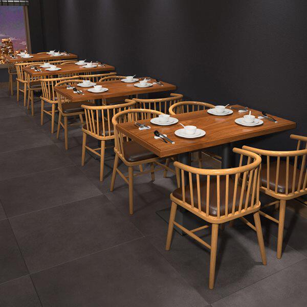 实木西餐厅桌椅小吃面馆咖啡茶楼饭店快餐饮日料商用卡座沙发组合