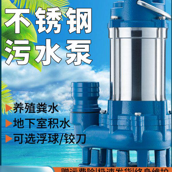 大元不锈钢220V单相家用污水泵抽水机抽粪泥浆潜污泵高扬程提升泵