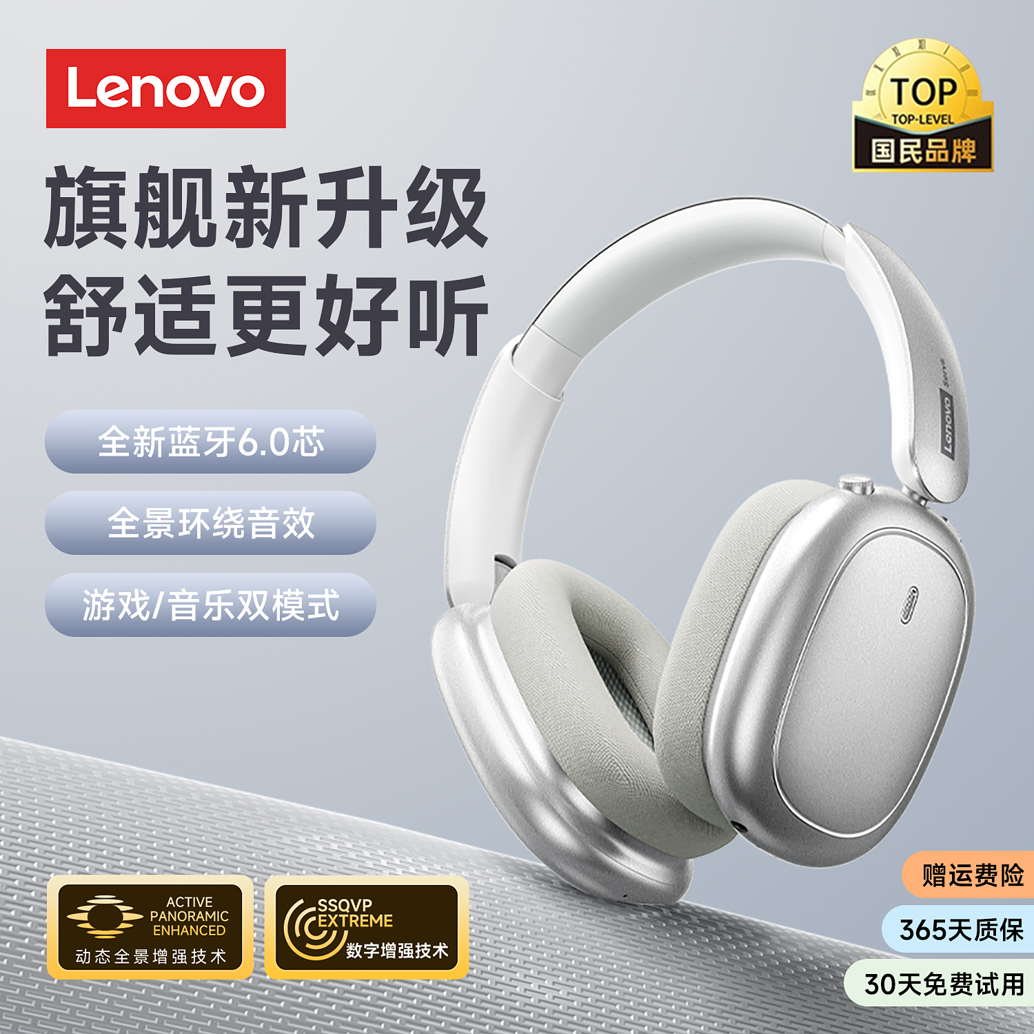 联想LS102头戴式蓝牙耳机降噪无线电竞游戏专用耳麦有线2025新款