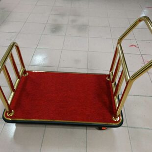 酒店加厚不锈钢行李车小金顶搬运椅子车机场宾客包裹平板手推车