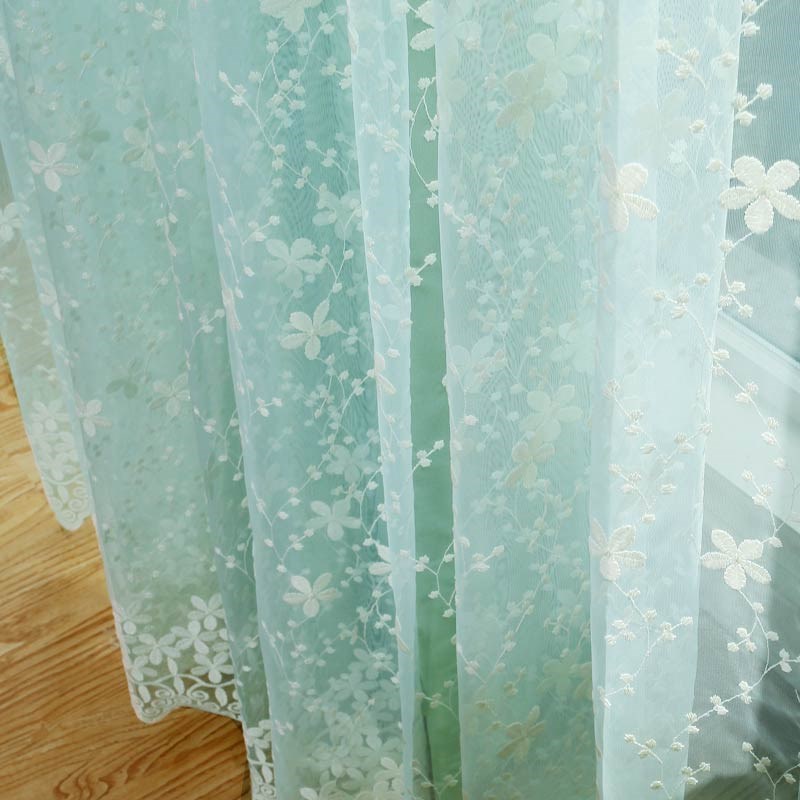 韩式小清新白色纱帘窗纱白沙窗帘B遮光布纱一体刺绣白纱阳台牛奶