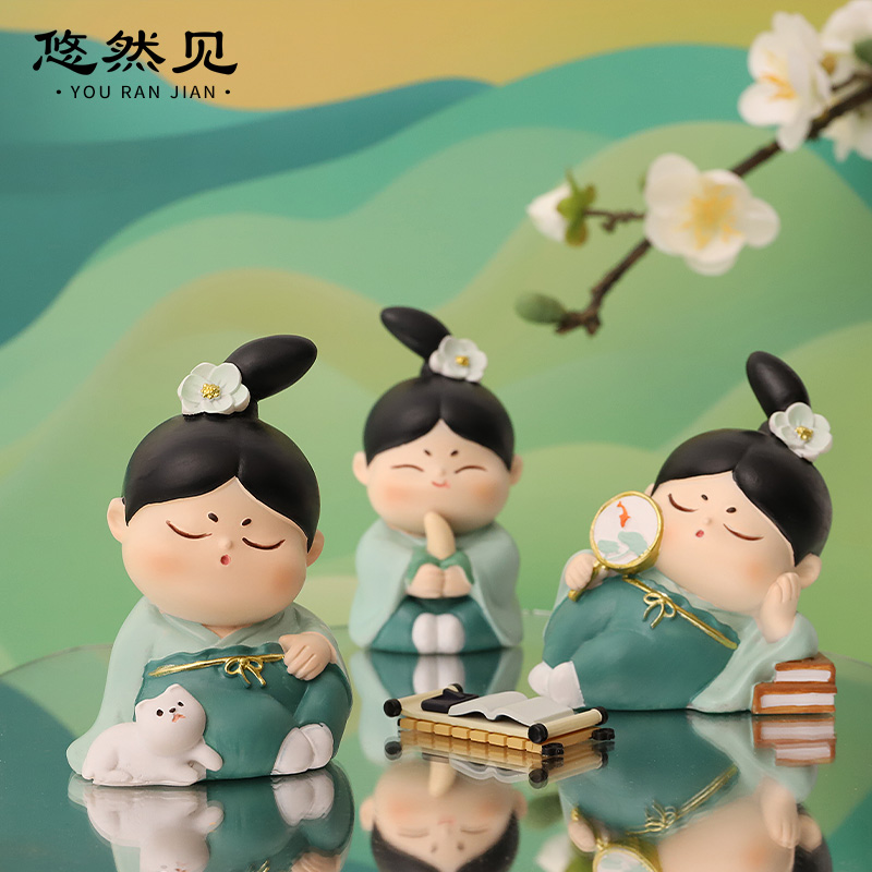 宋小卿古风仕女车载n摆件国潮创意汽车内装饰中控台装饰治癒系送