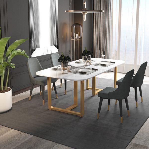 现代轻奢餐桌北欧大理石面长方形饭桌网红家用金色铁艺餐桌椅组合,住宅家具,大理石餐桌,淘宝优惠券,粉丝福利购,淘宝优惠卷