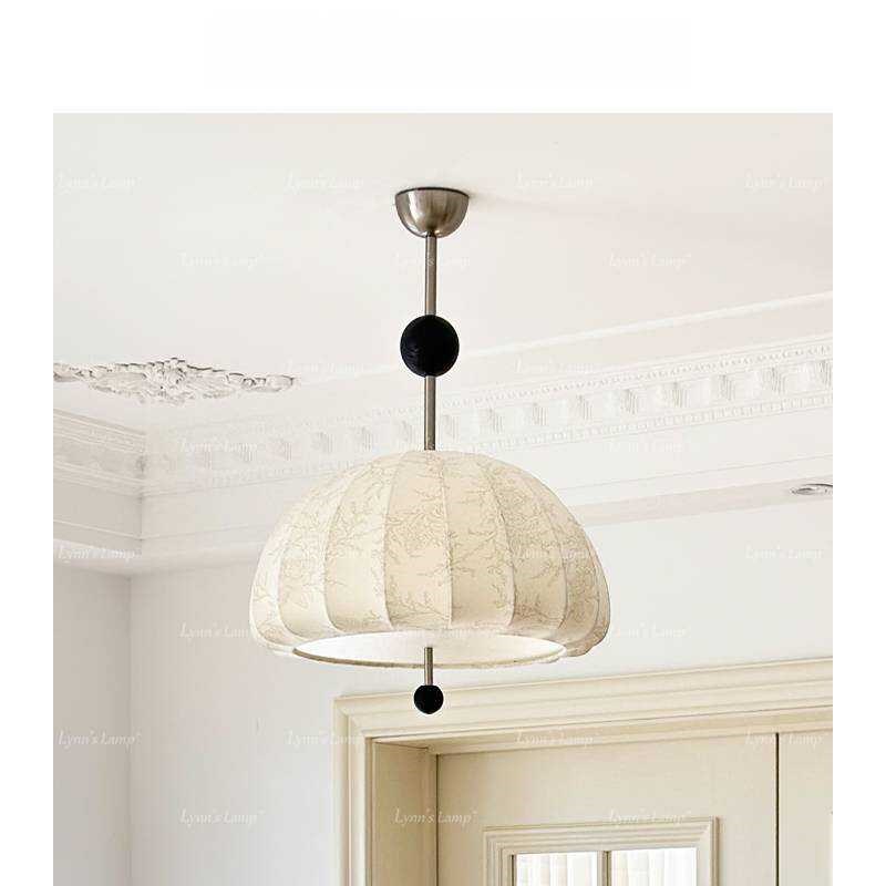 法式花纹c布艺吊灯白蜡木卧室少女餐厅中古南洋风灯具